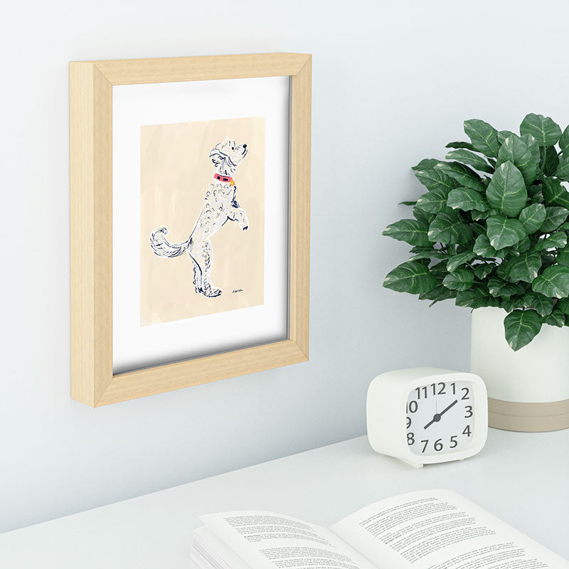 Esca Watercolors White Poodle Recessed Framing Rectangle