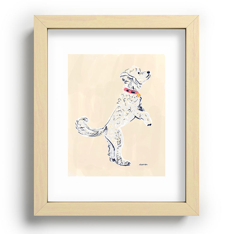 Esca Watercolors White Poodle Recessed Framing Rectangle