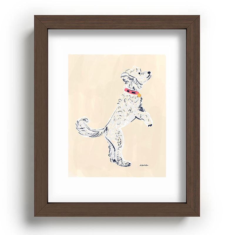 Esca Watercolors White Poodle Recessed Framing Rectangle