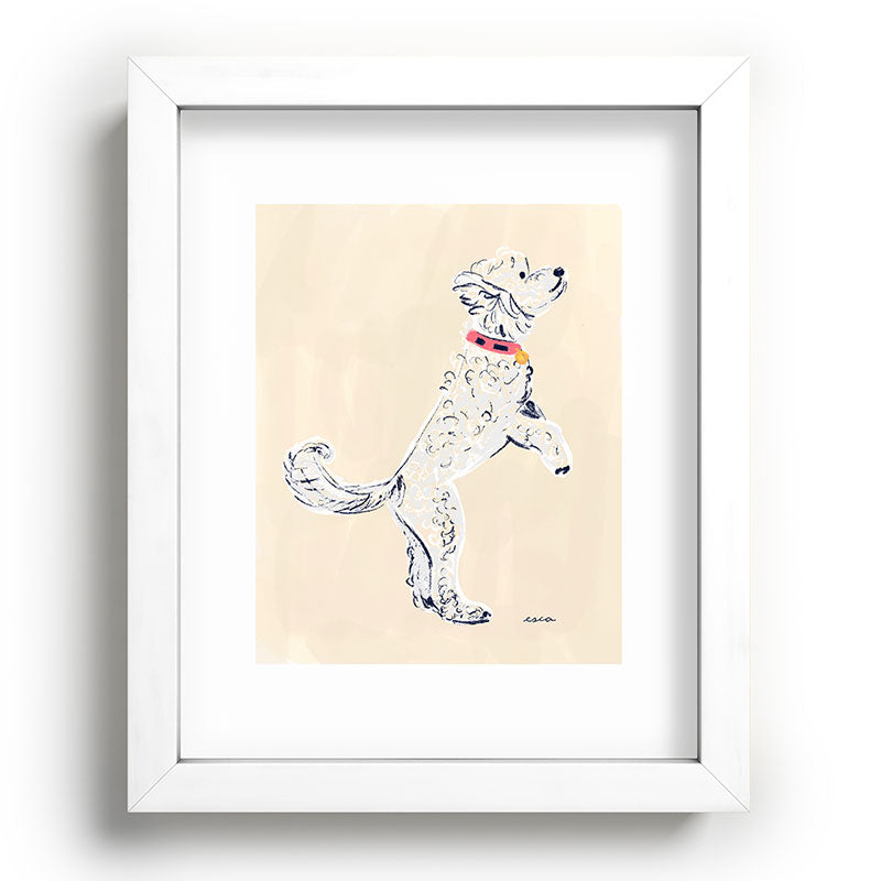 Esca Watercolors White Poodle Recessed Framing Rectangle