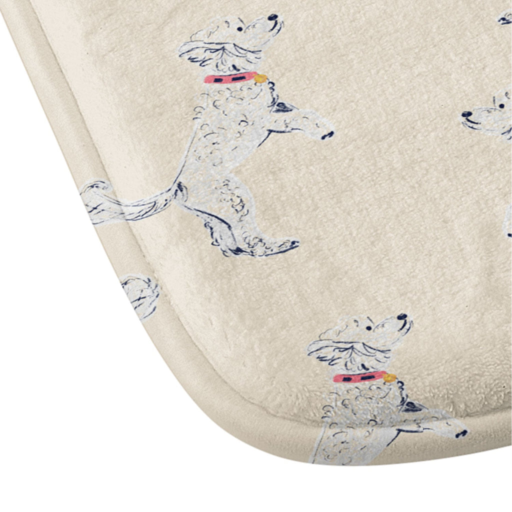 Esca Watercolors White Poodle Memory Foam Bath Mat