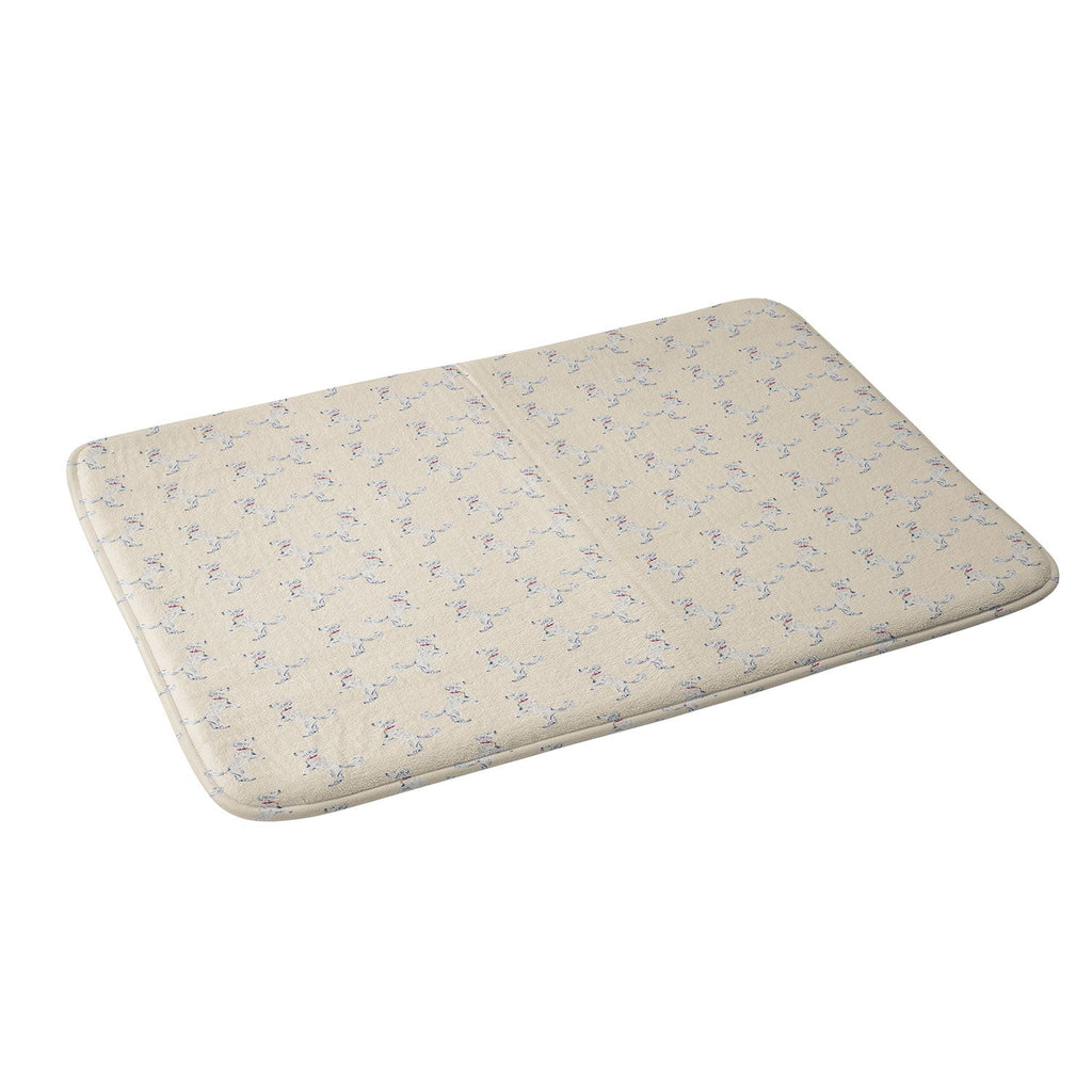 Esca Watercolors White Poodle Memory Foam Bath Mat