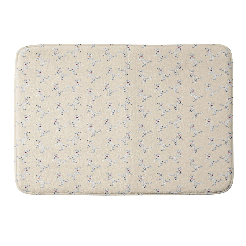 Esca Watercolors White Poodle Memory Foam Bath Mat