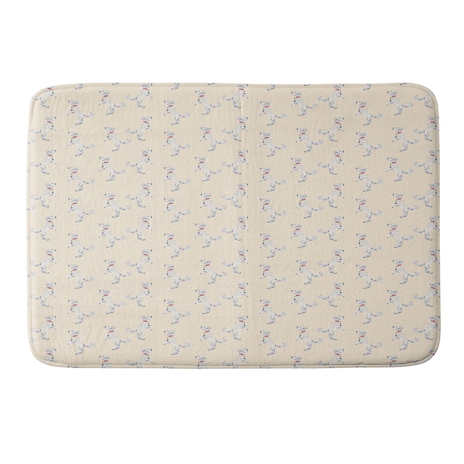 Esca Watercolors White Poodle Memory Foam Bath Mat