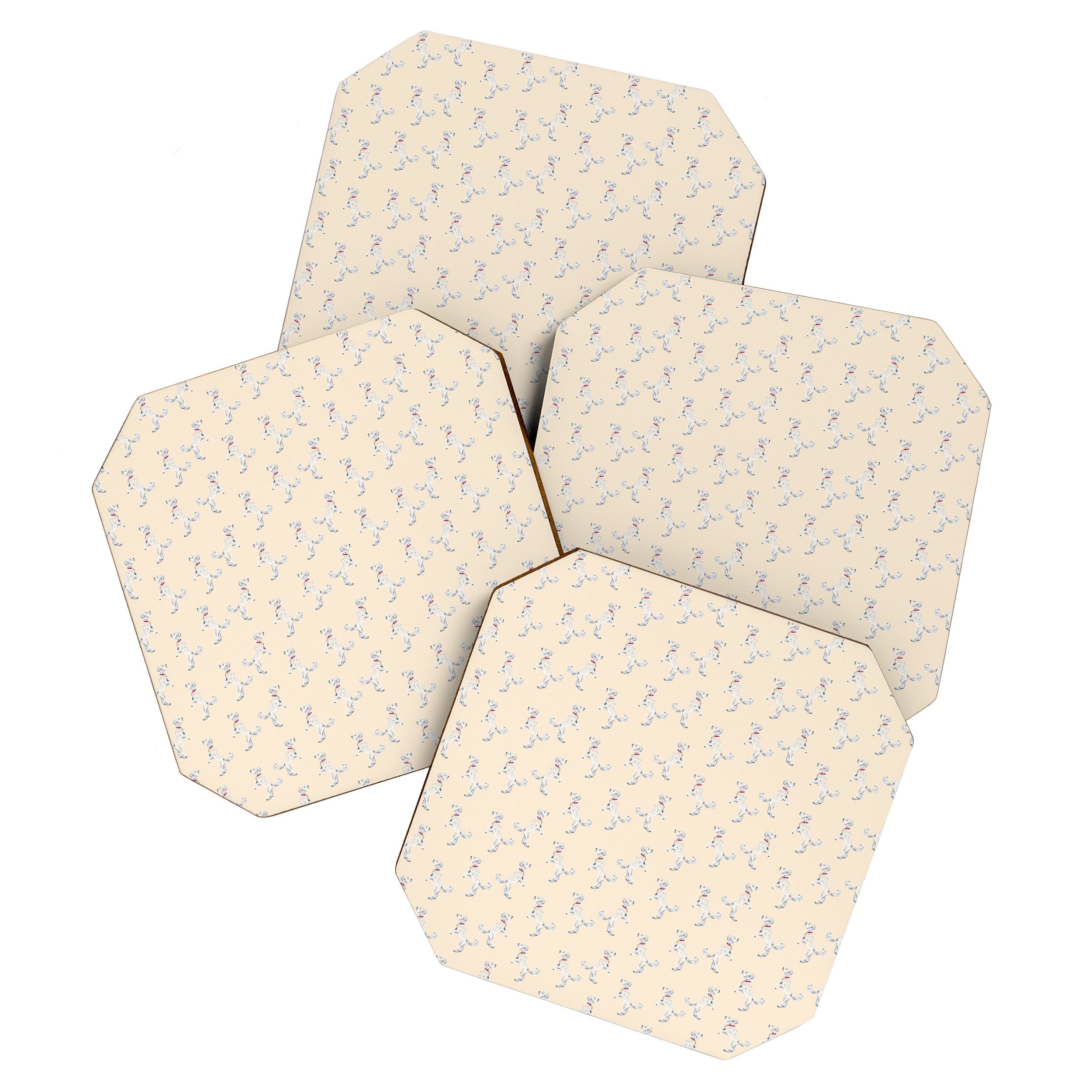 Esca Watercolors White Poodle Coaster Set