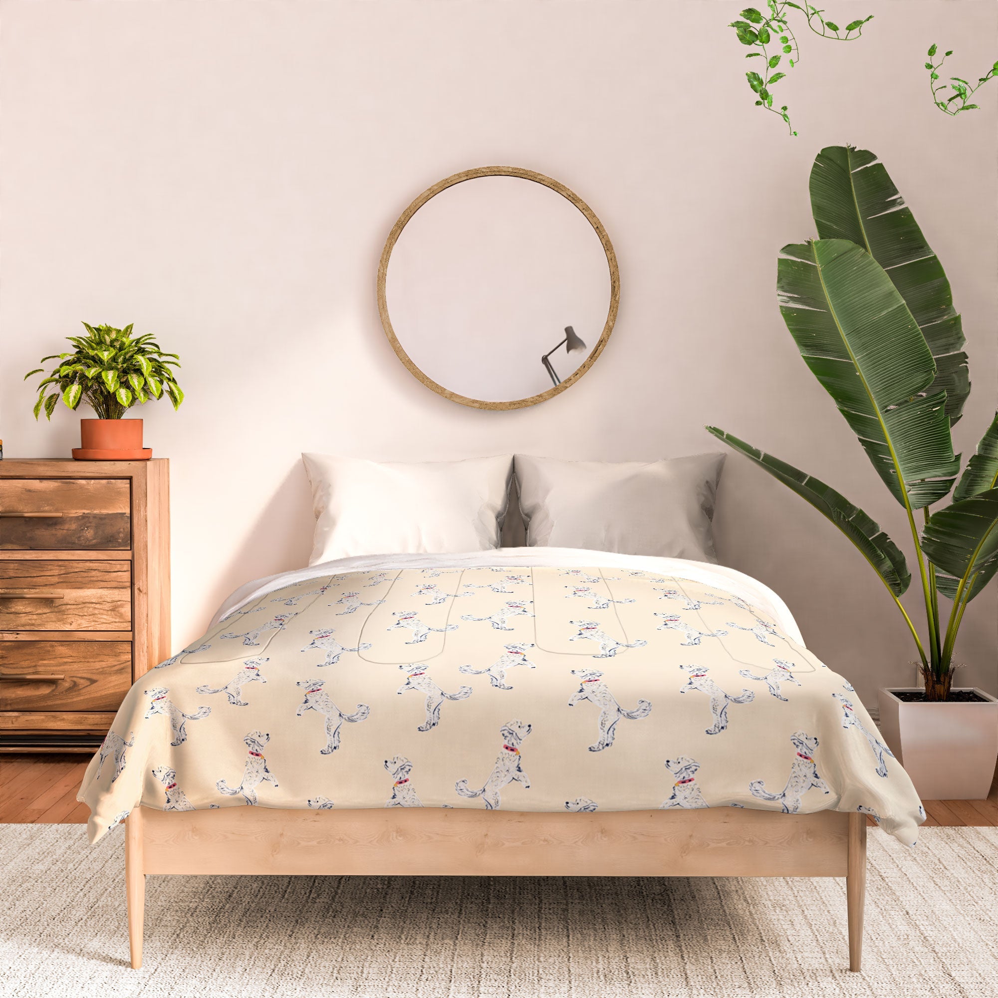 Esca Watercolors White Poodle Comforter