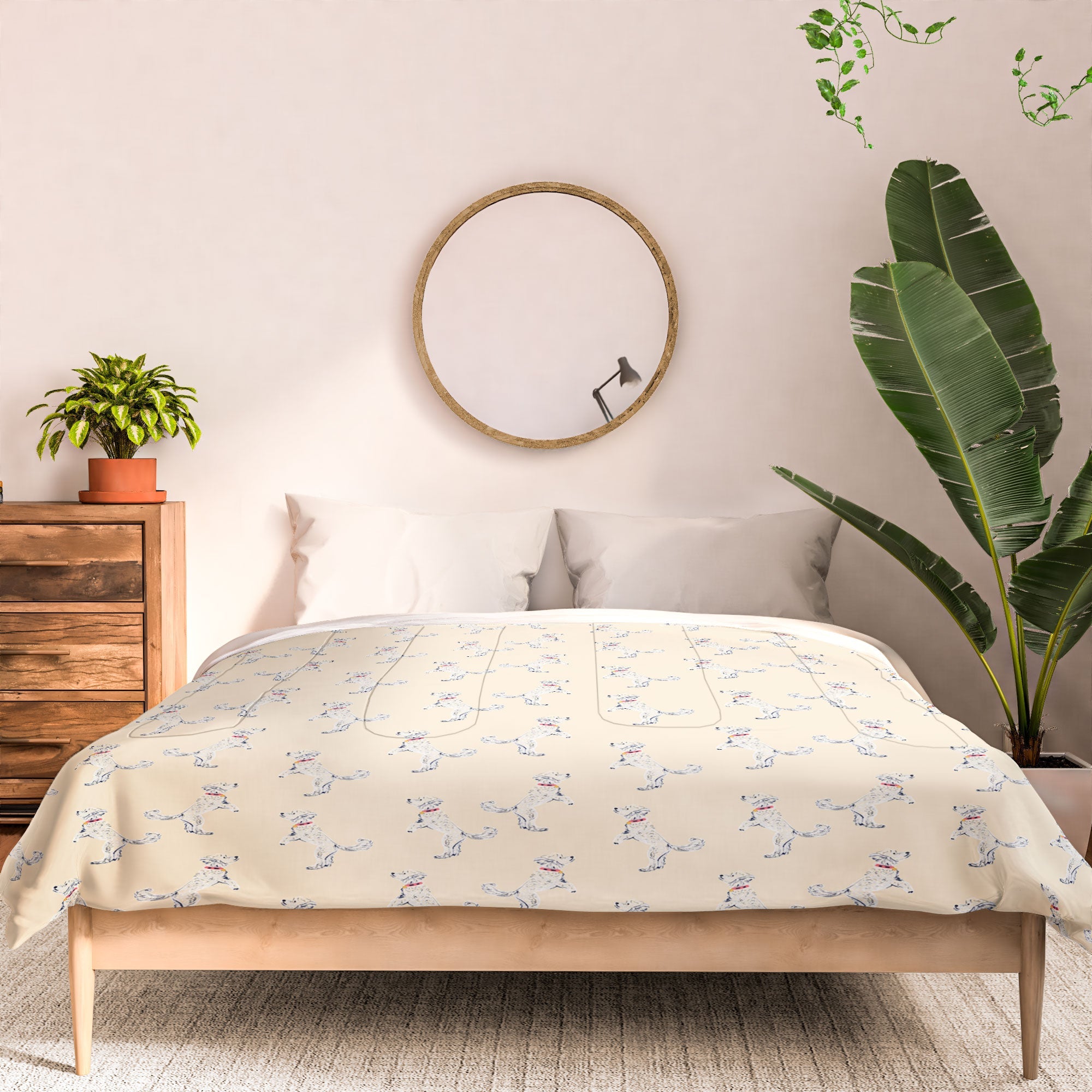 Esca Watercolors White Poodle Comforter