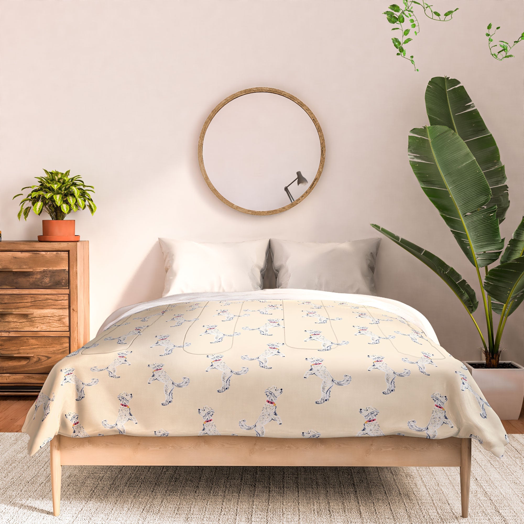 Esca Watercolors White Poodle Comforter