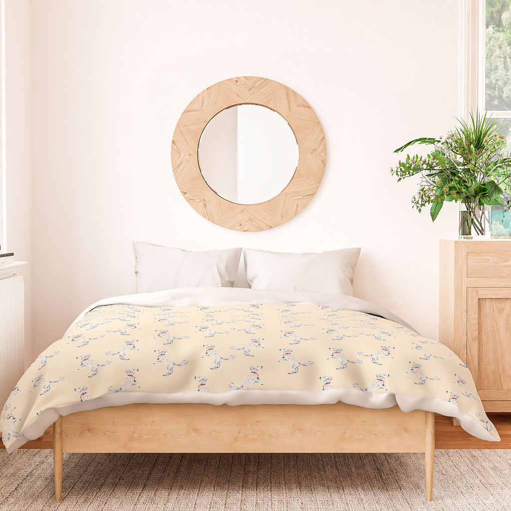Esca Watercolors White Poodle Duvet Cover