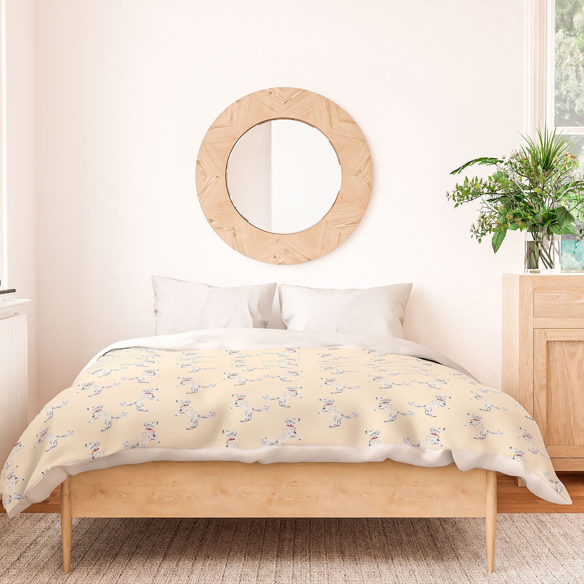 Esca Watercolors White Poodle Duvet Cover