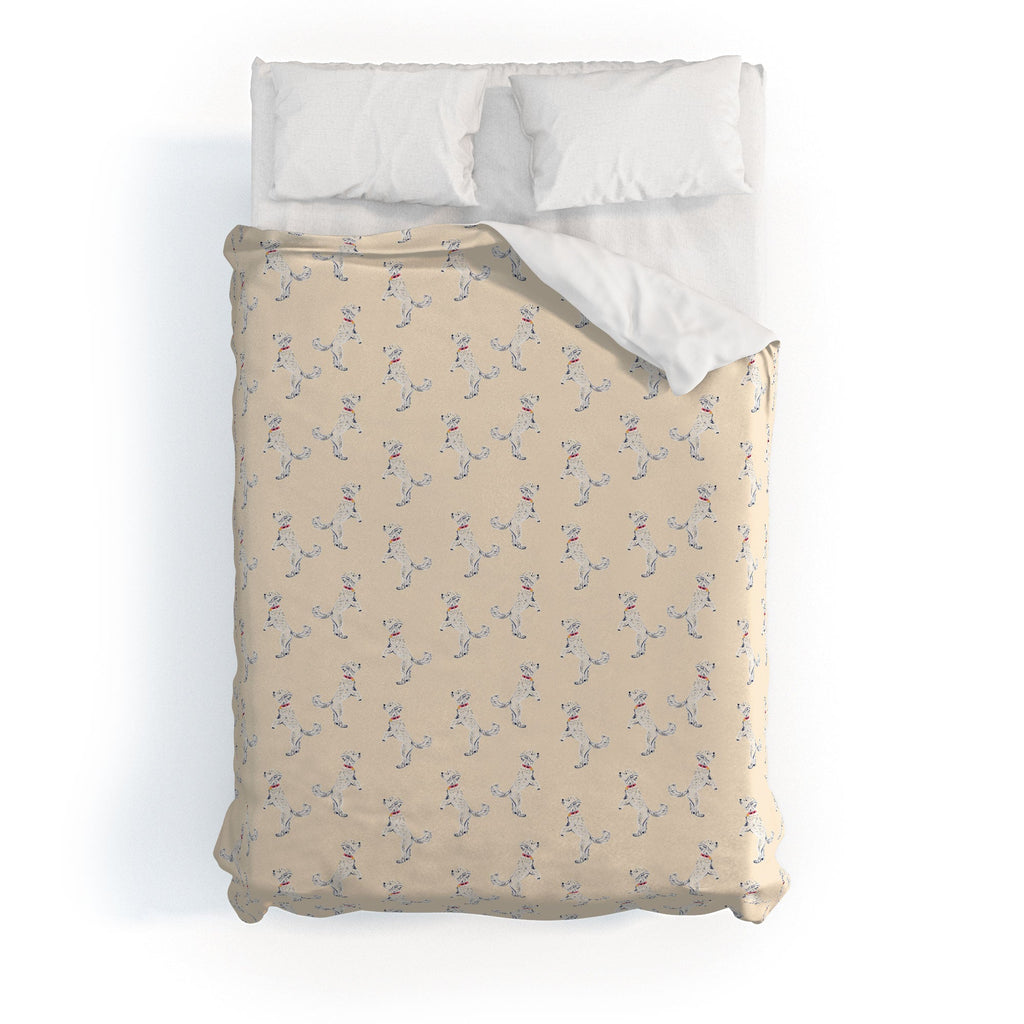 Esca Watercolors White Poodle Duvet Cover