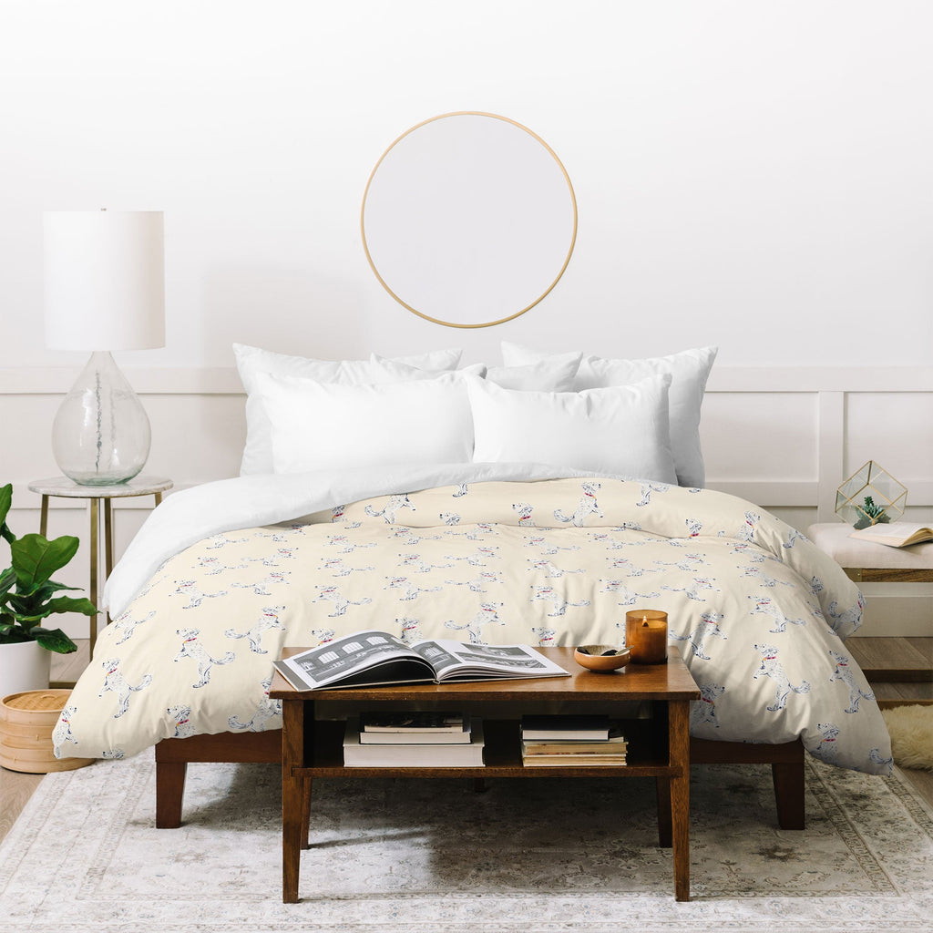 Esca Watercolors White Poodle Duvet Cover
