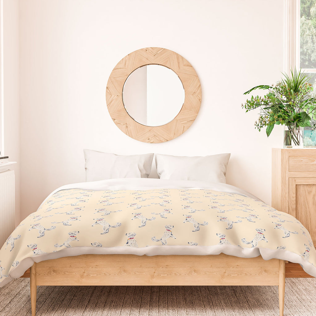 Esca Watercolors White Poodle Duvet Cover