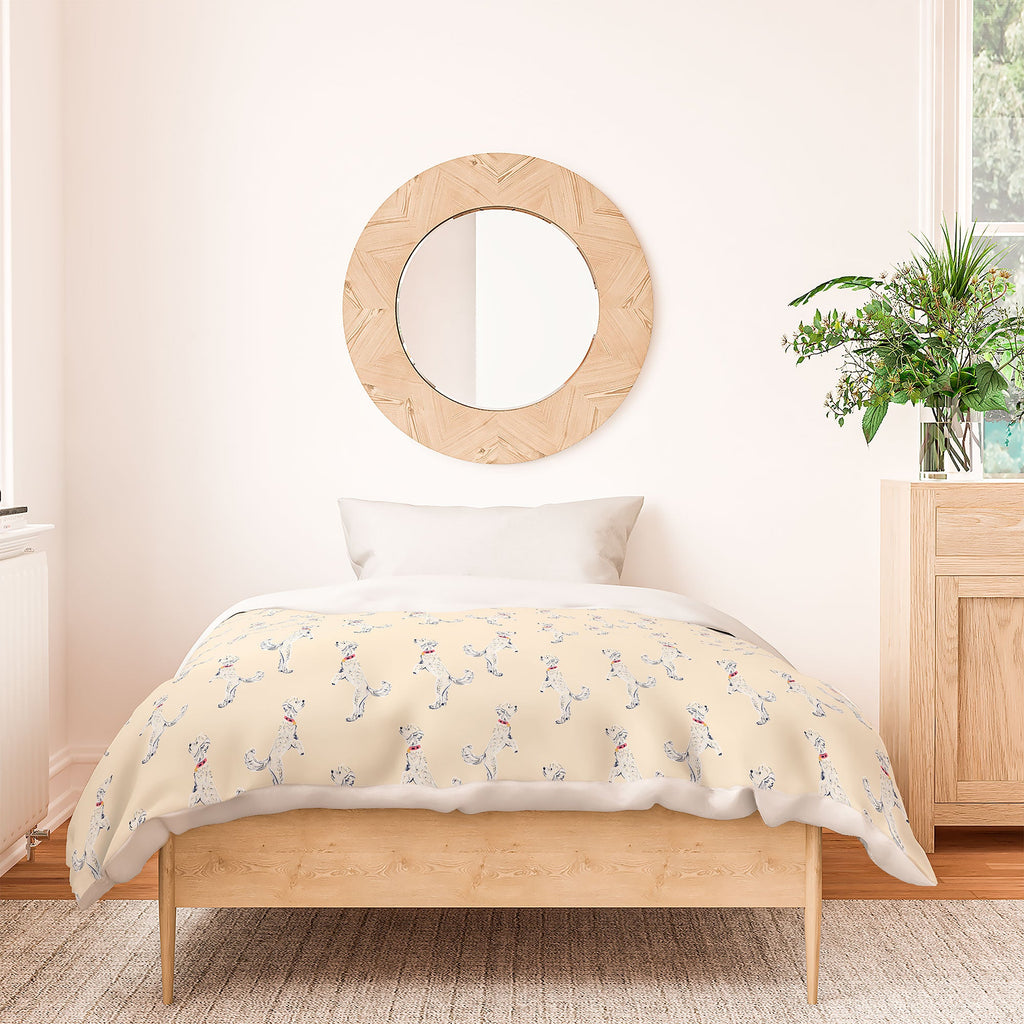 Esca Watercolors White Poodle Duvet Cover
