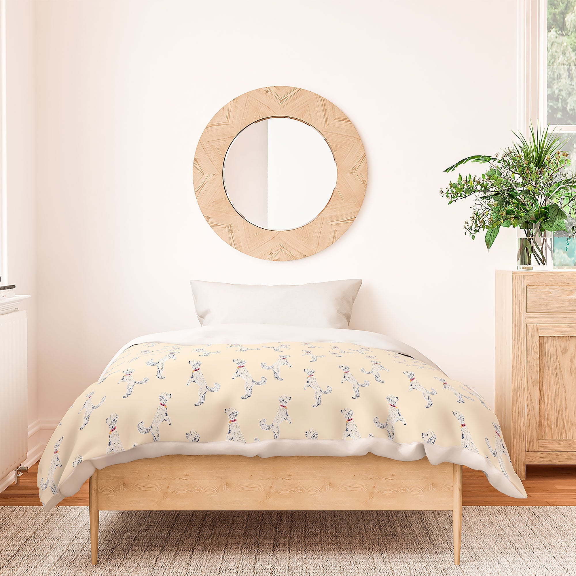 Esca Watercolors White Poodle Duvet Cover