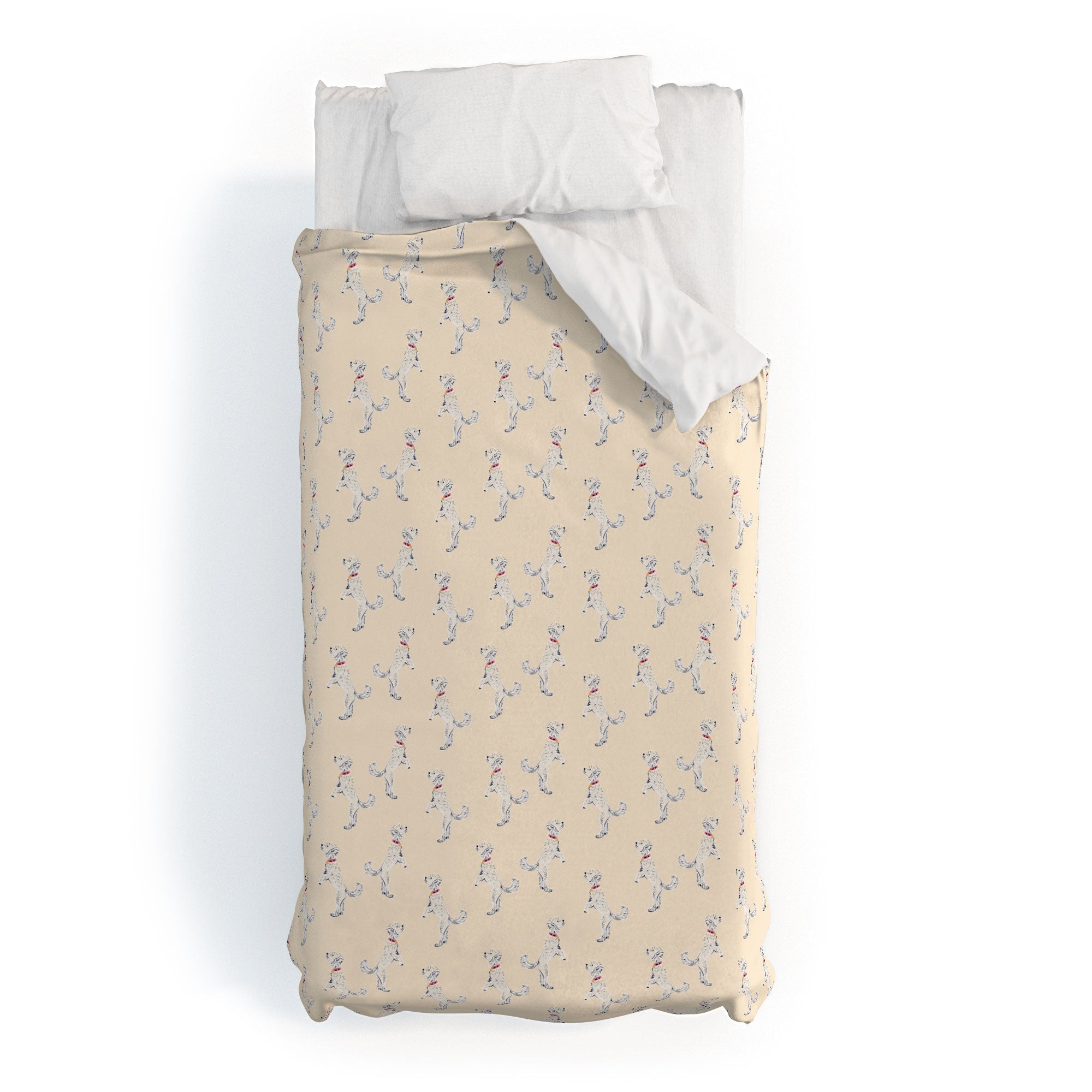 Esca Watercolors White Poodle Duvet Cover