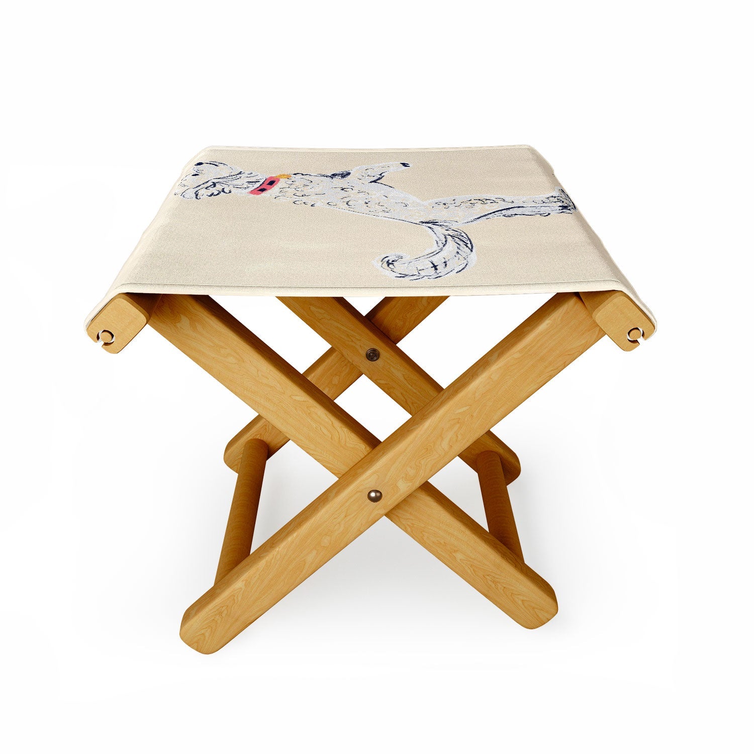 Esca Watercolors White Poodle Folding Stool