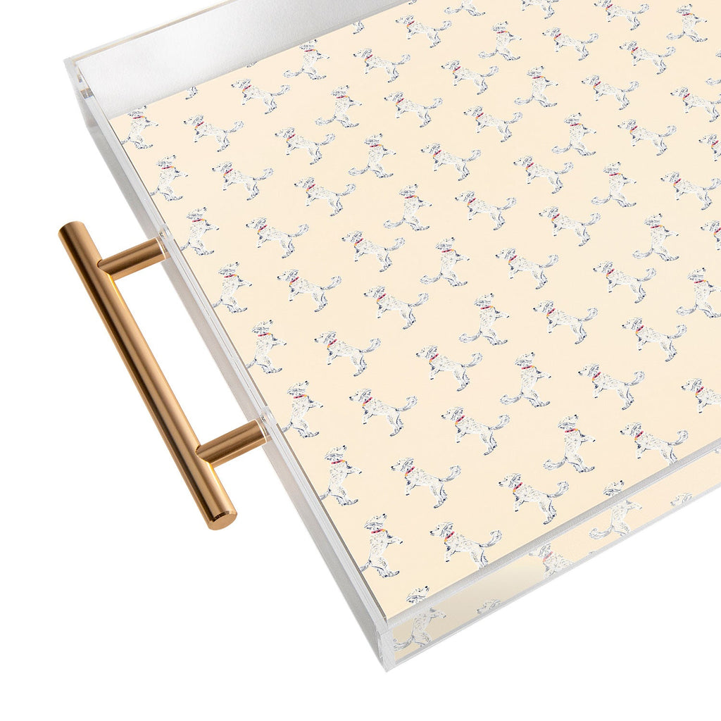 Esca Watercolors White Poodle Acrylic Tray