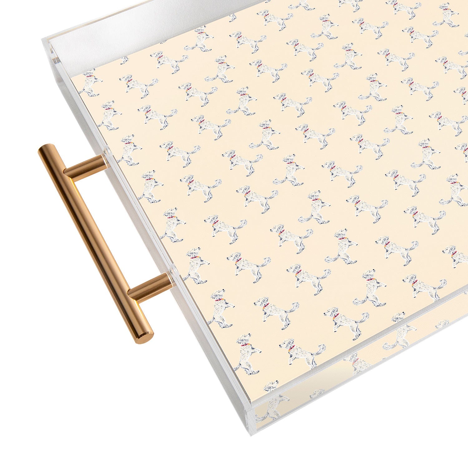Esca Watercolors White Poodle Acrylic Tray