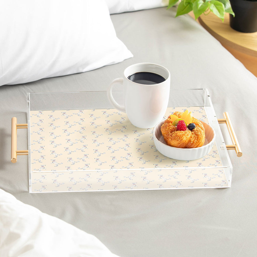 Esca Watercolors White Poodle Acrylic Tray