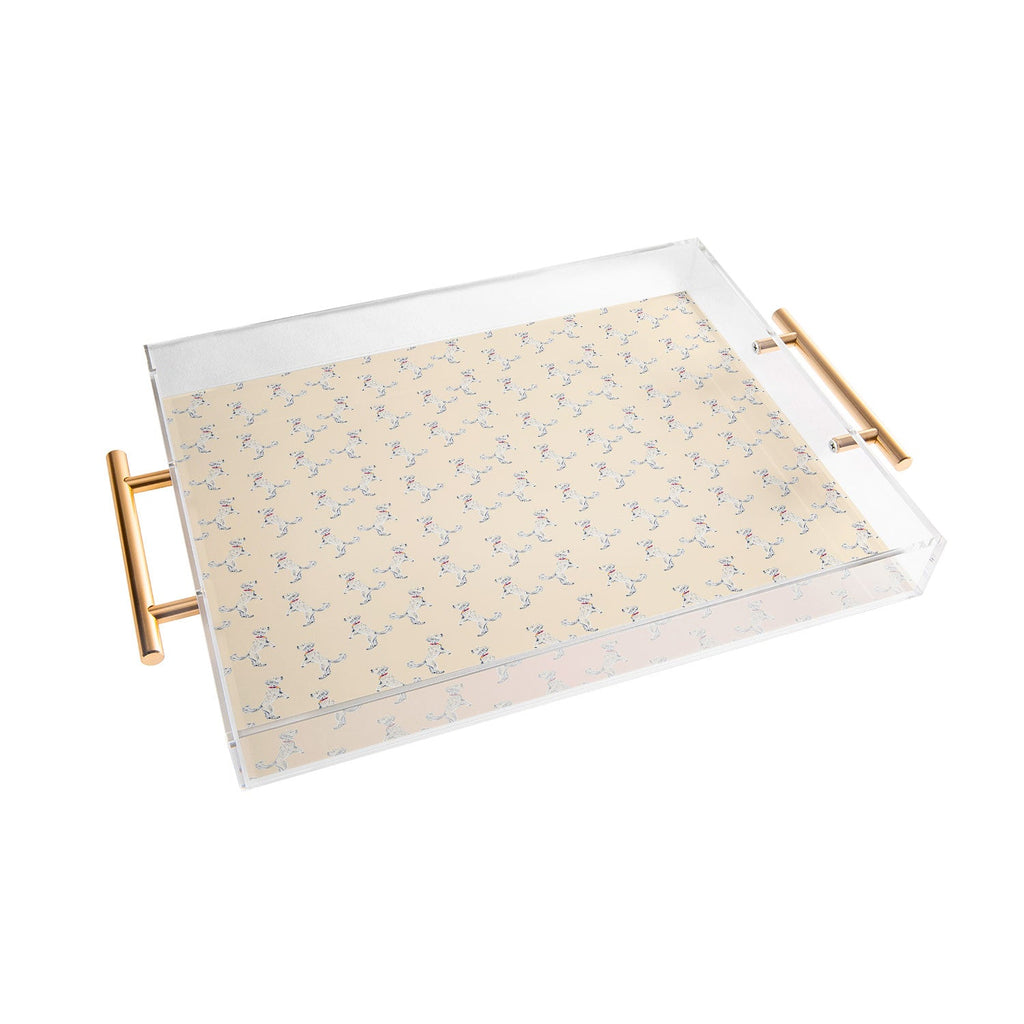 Esca Watercolors White Poodle Acrylic Tray