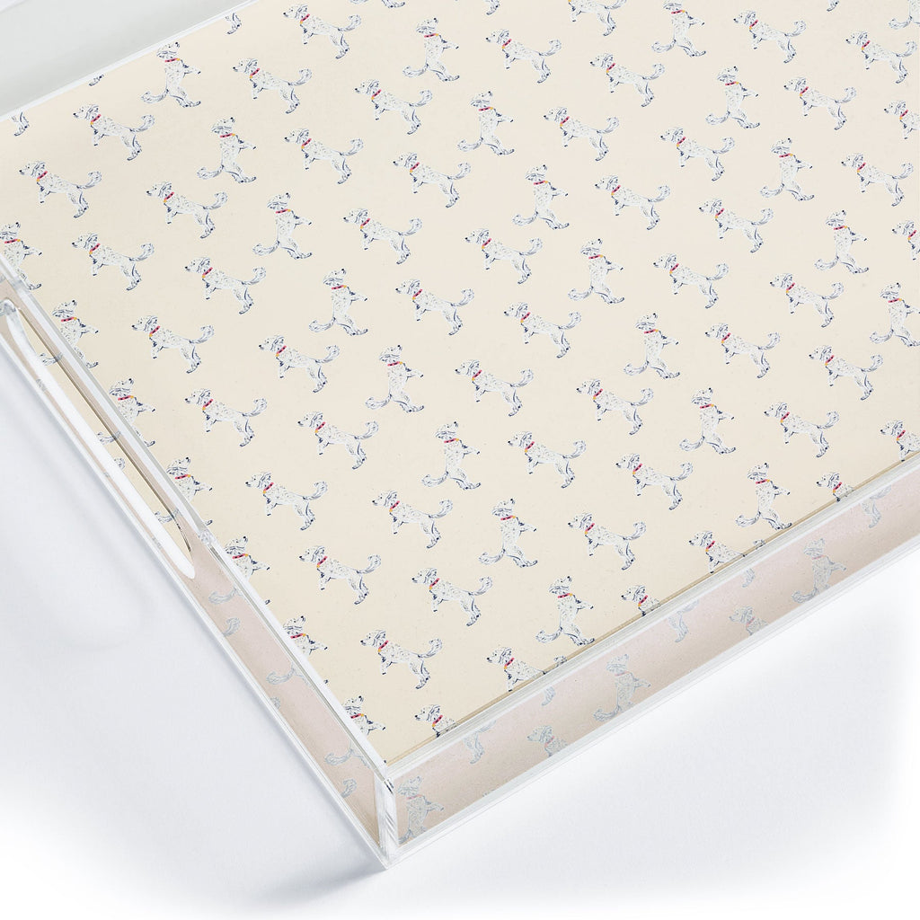 Esca Watercolors White Poodle Acrylic Tray