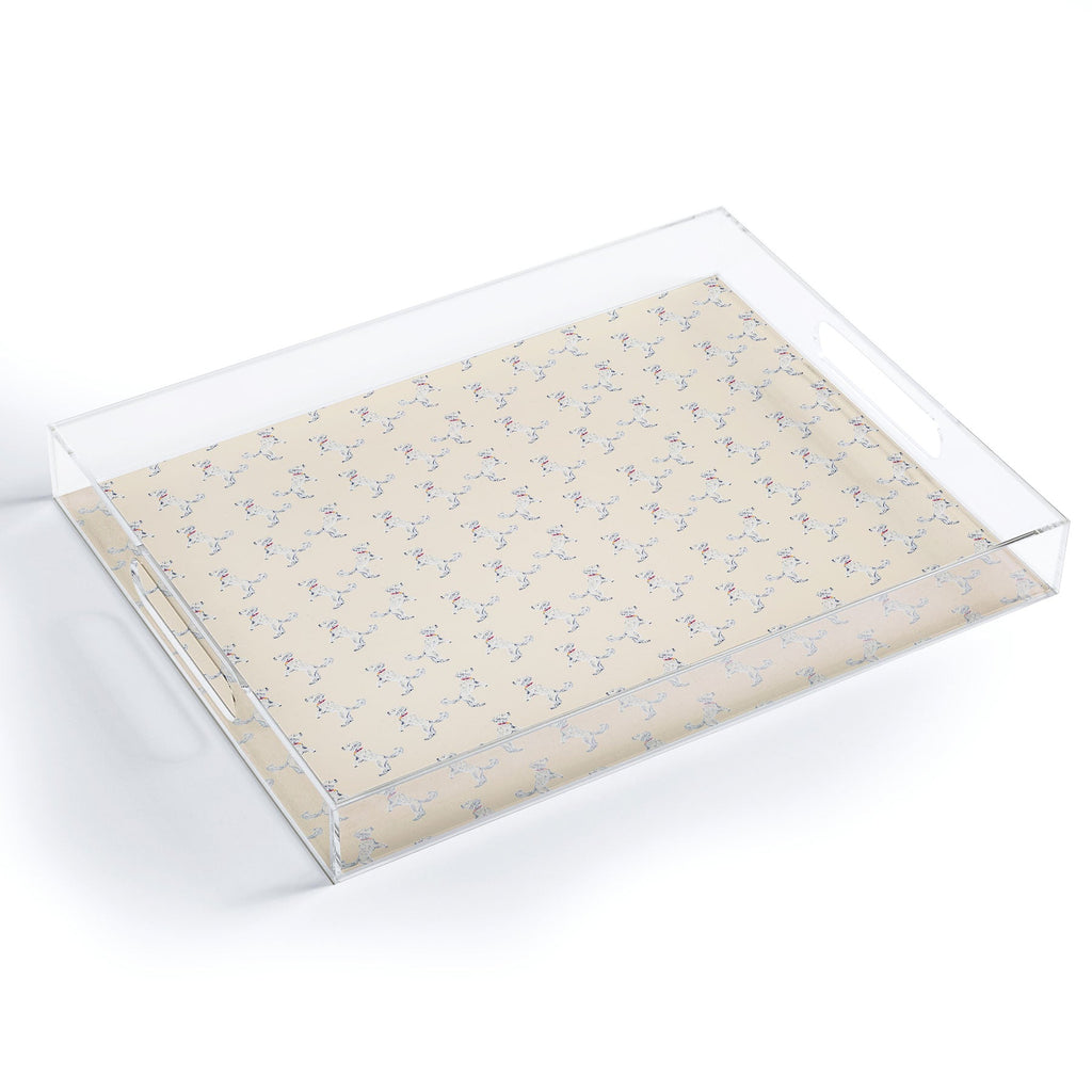 Esca Watercolors White Poodle Acrylic Tray