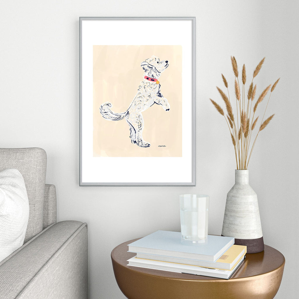 Esca Watercolors White Poodle Metal Framed Art Print