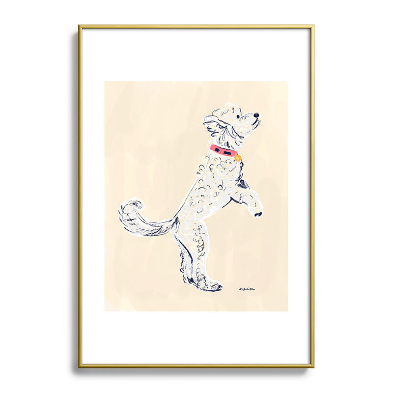 Esca Watercolors White Poodle Metal Framed Art Print
