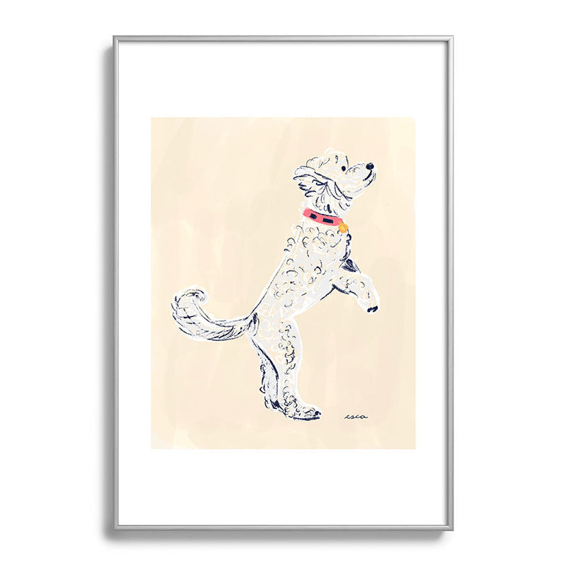 Esca Watercolors White Poodle Metal Framed Art Print