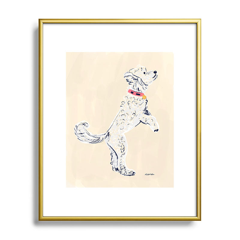 Esca Watercolors White Poodle Metal Framed Art Print