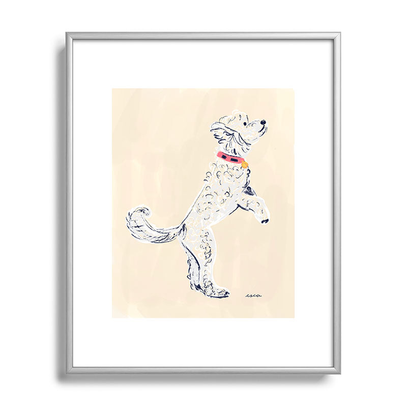 Esca Watercolors White Poodle Metal Framed Art Print