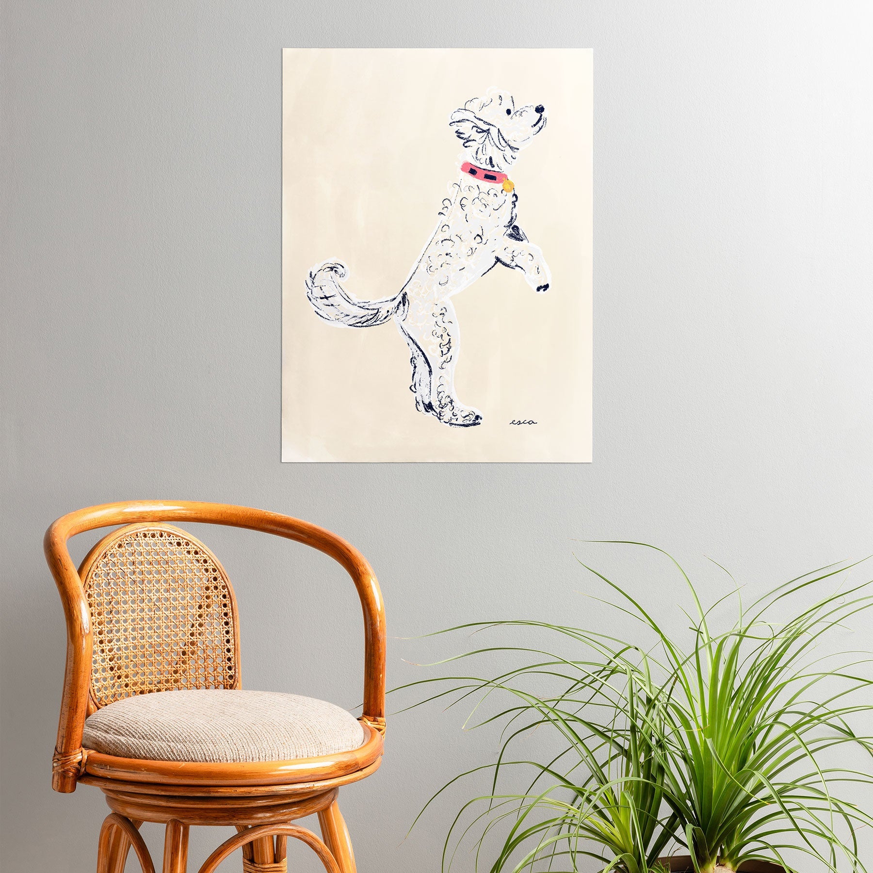 Esca Watercolors White Poodle Poster