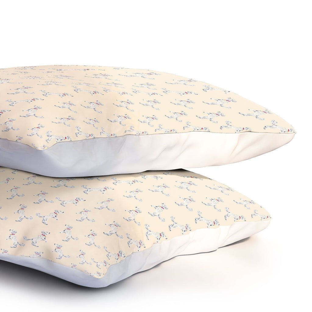Esca Watercolors White Poodle Pillow Shams