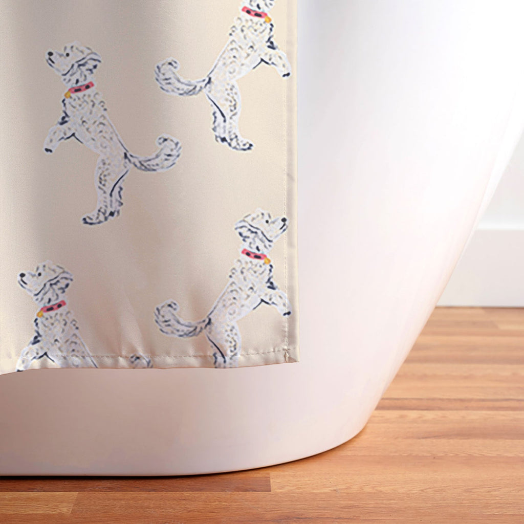 Esca Watercolors White Poodle Shower Curtain