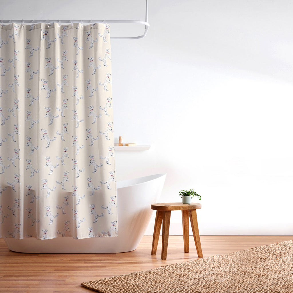 Esca Watercolors White Poodle Shower Curtain
