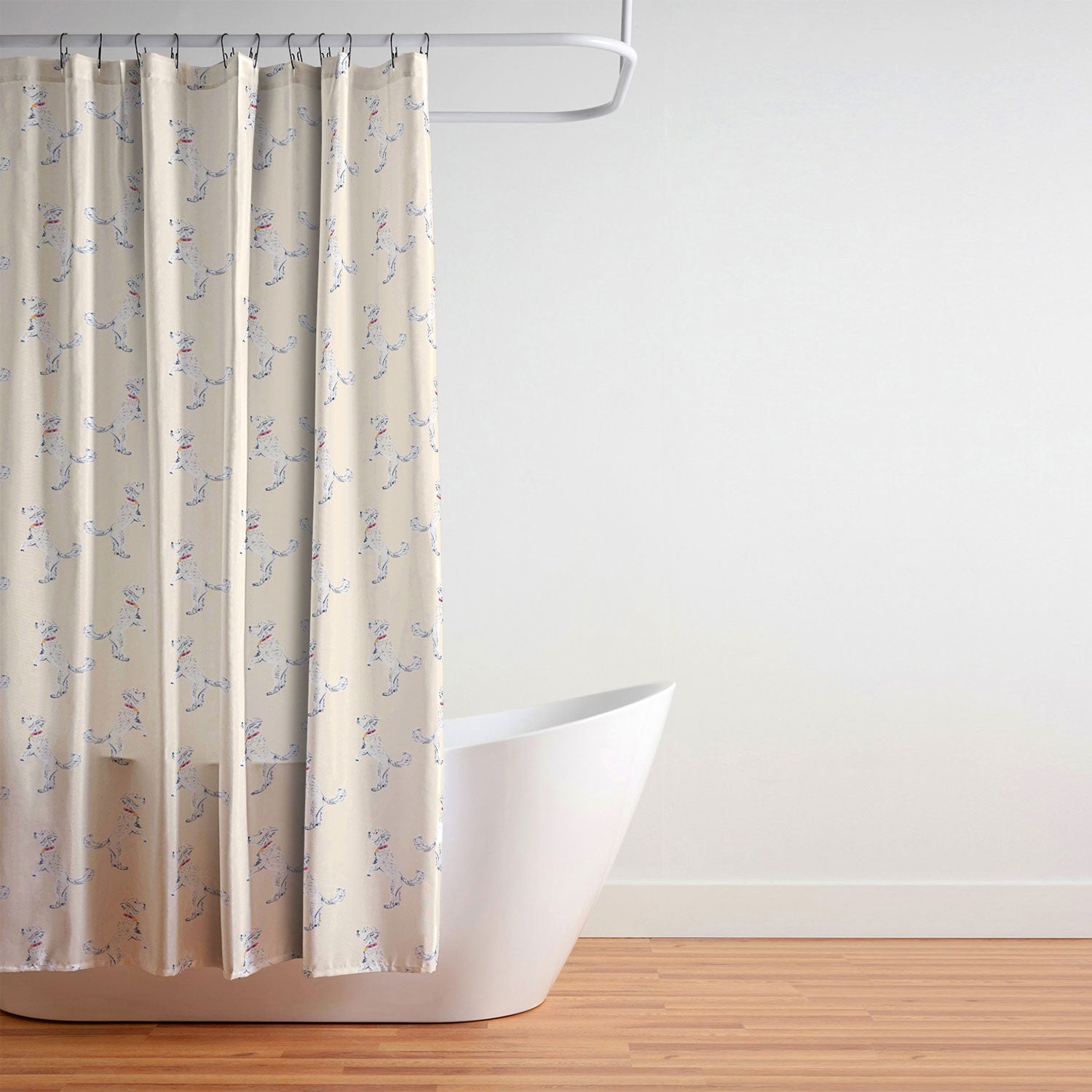 Esca Watercolors White Poodle Shower Curtain