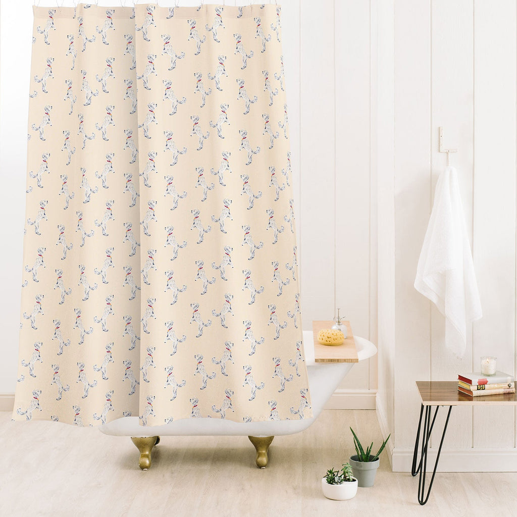 Esca Watercolors White Poodle Shower Curtain