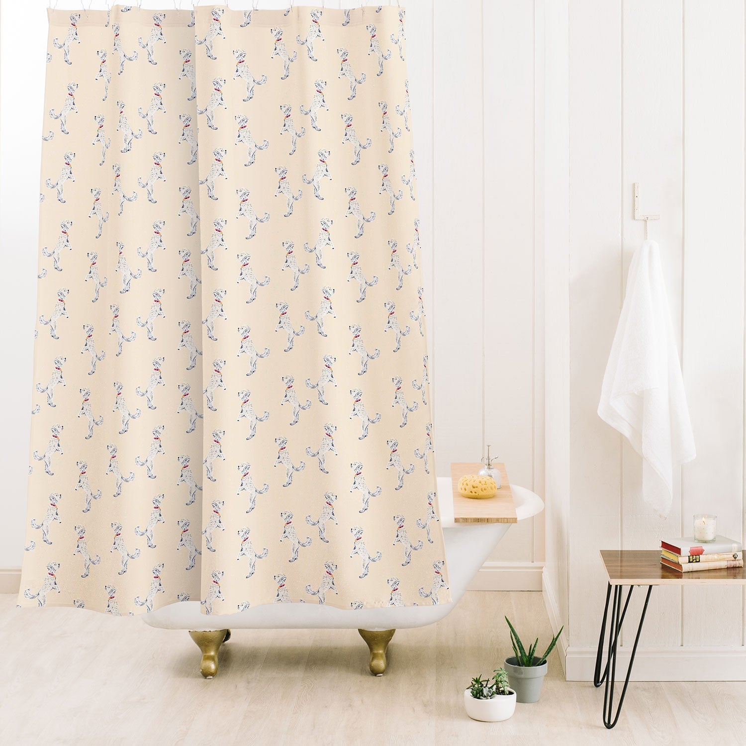 Esca Watercolors White Poodle Shower Curtain