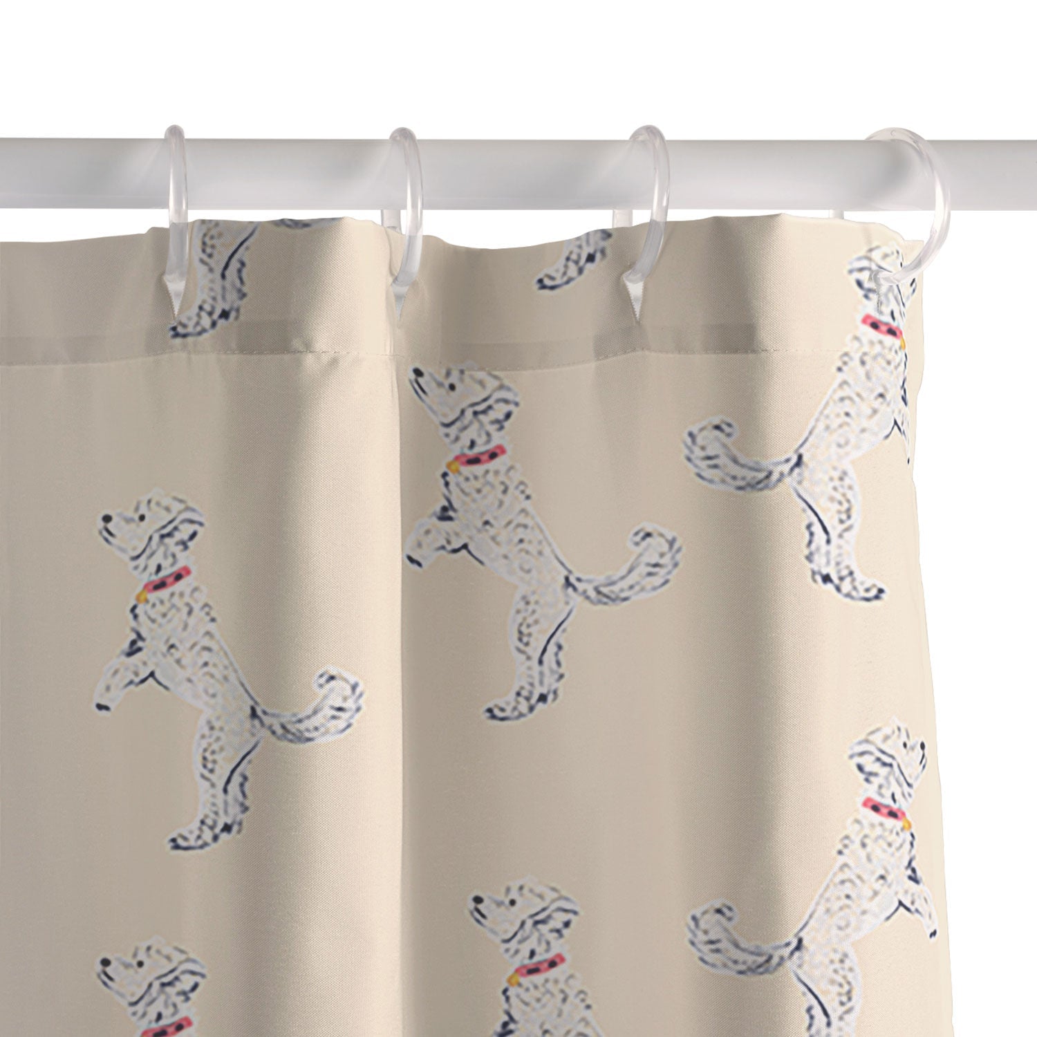 Esca Watercolors White Poodle Shower Curtain