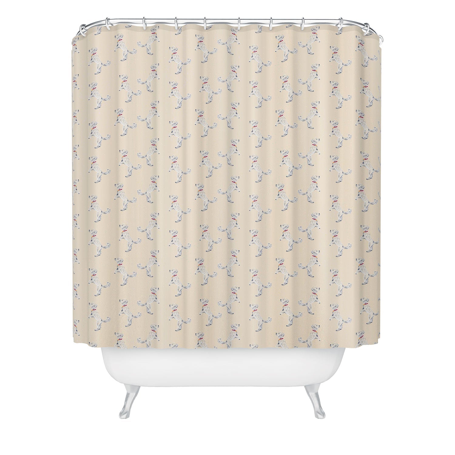 Esca Watercolors White Poodle Shower Curtain