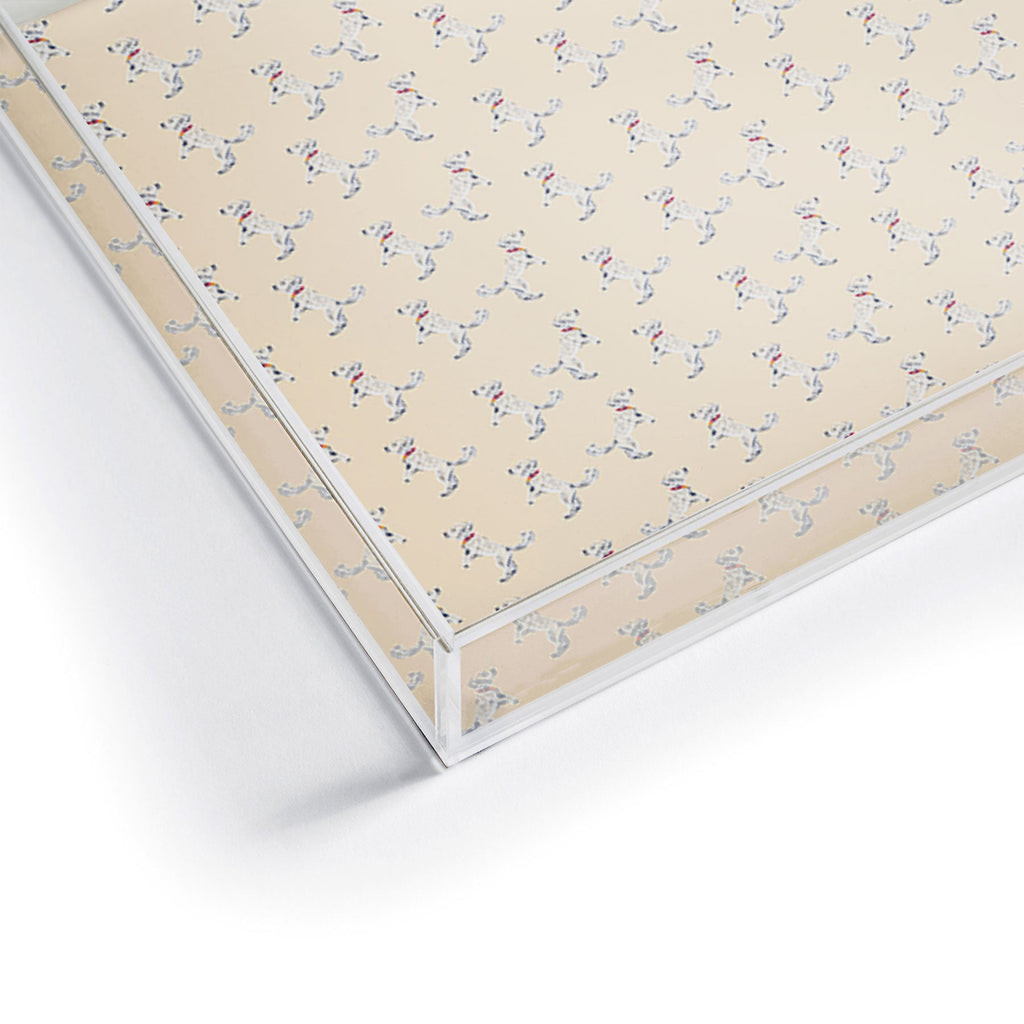 Esca Watercolors White Poodle Acrylic Tray