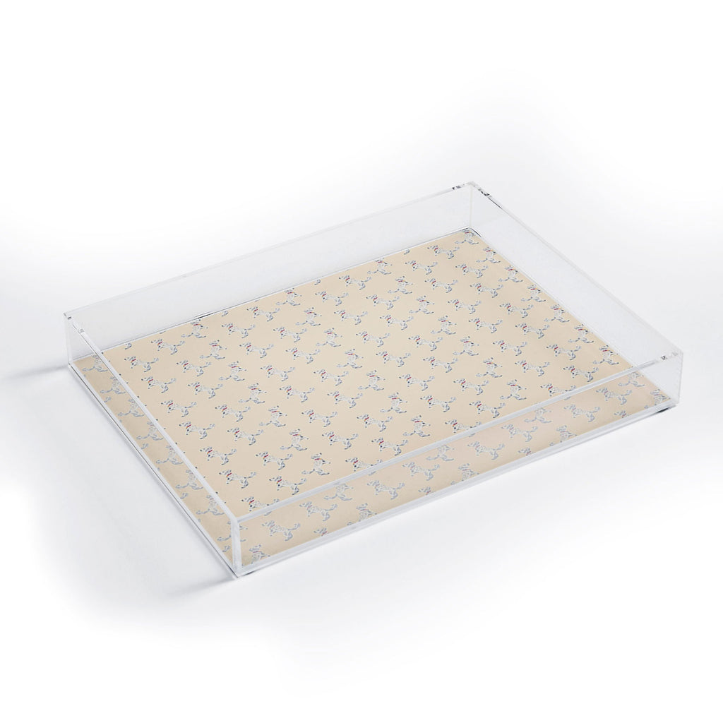 Esca Watercolors White Poodle Acrylic Tray