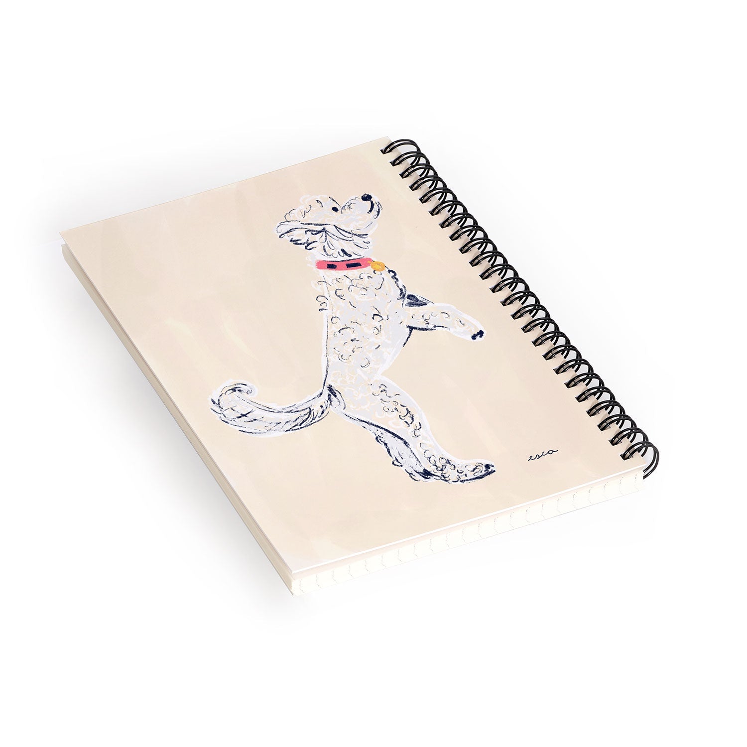 Esca Watercolors White Poodle Spiral Notebook