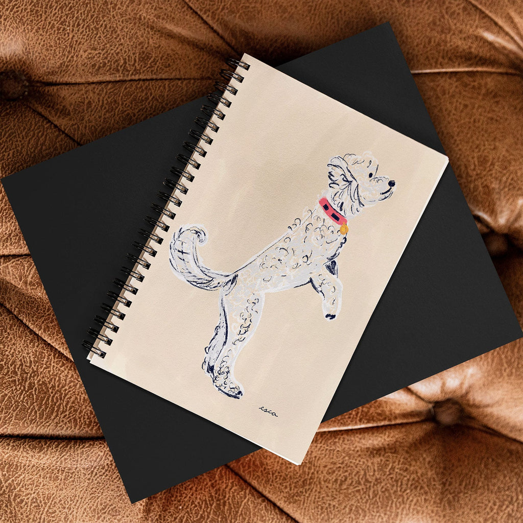 Esca Watercolors White Poodle Spiral Notebook