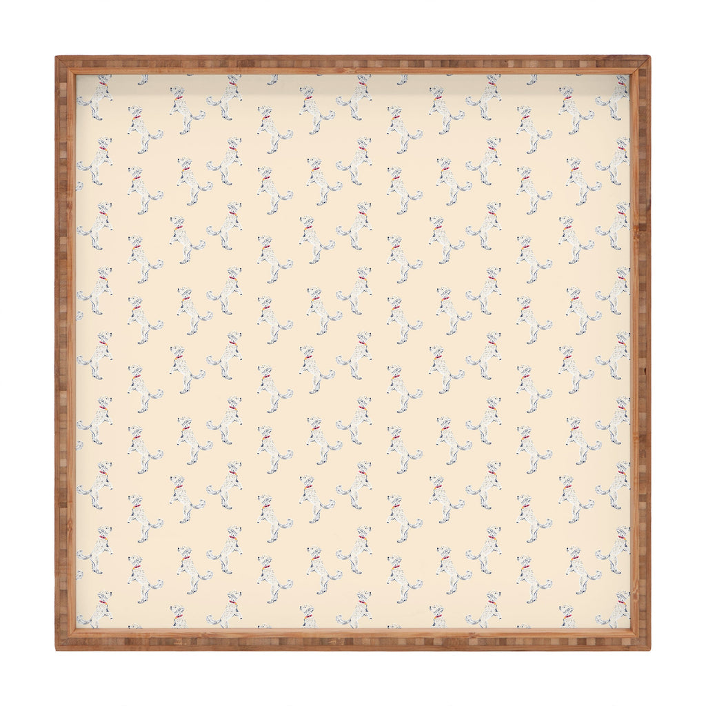 Esca Watercolors White Poodle Square Tray