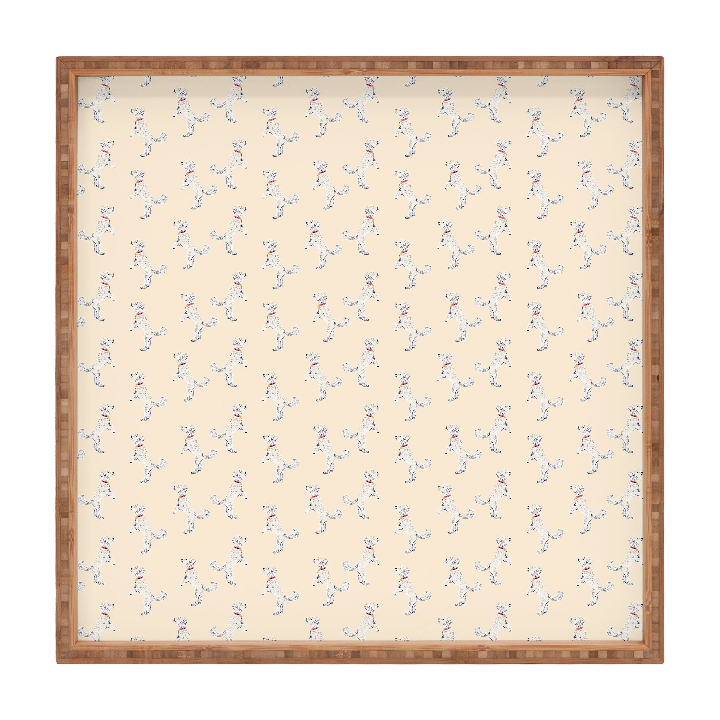 Esca Watercolors White Poodle Square Tray