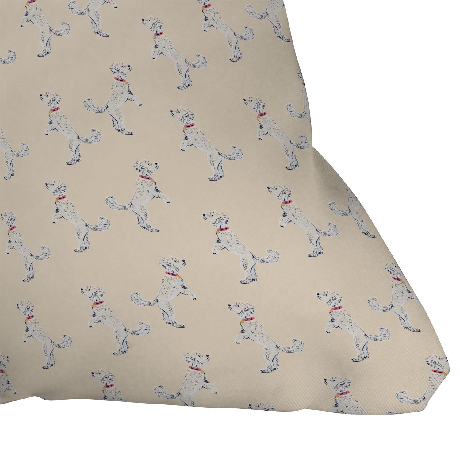 Esca Watercolors White Poodle Outdoor Throw Pillow