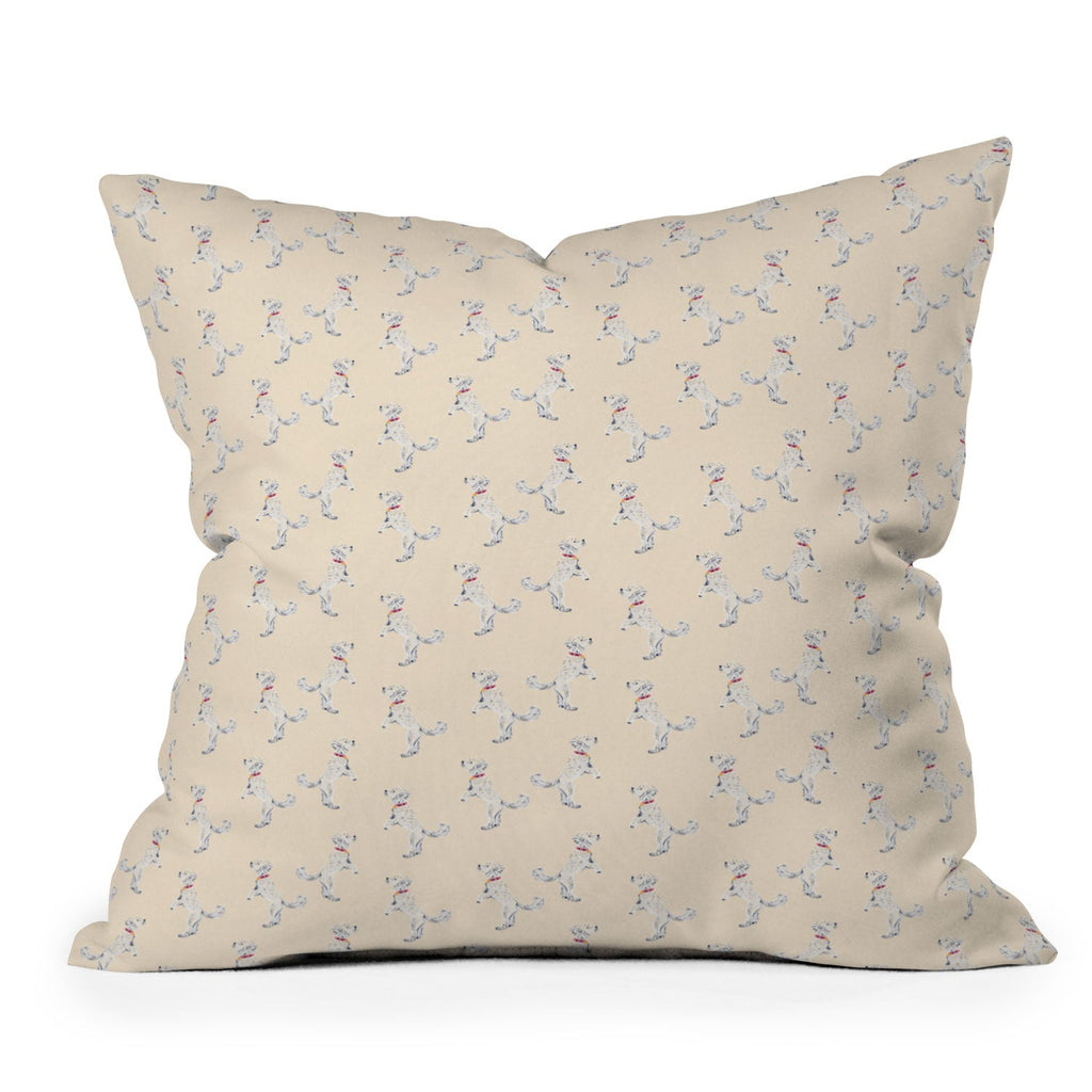 Esca Watercolors White Poodle Outdoor Throw Pillow