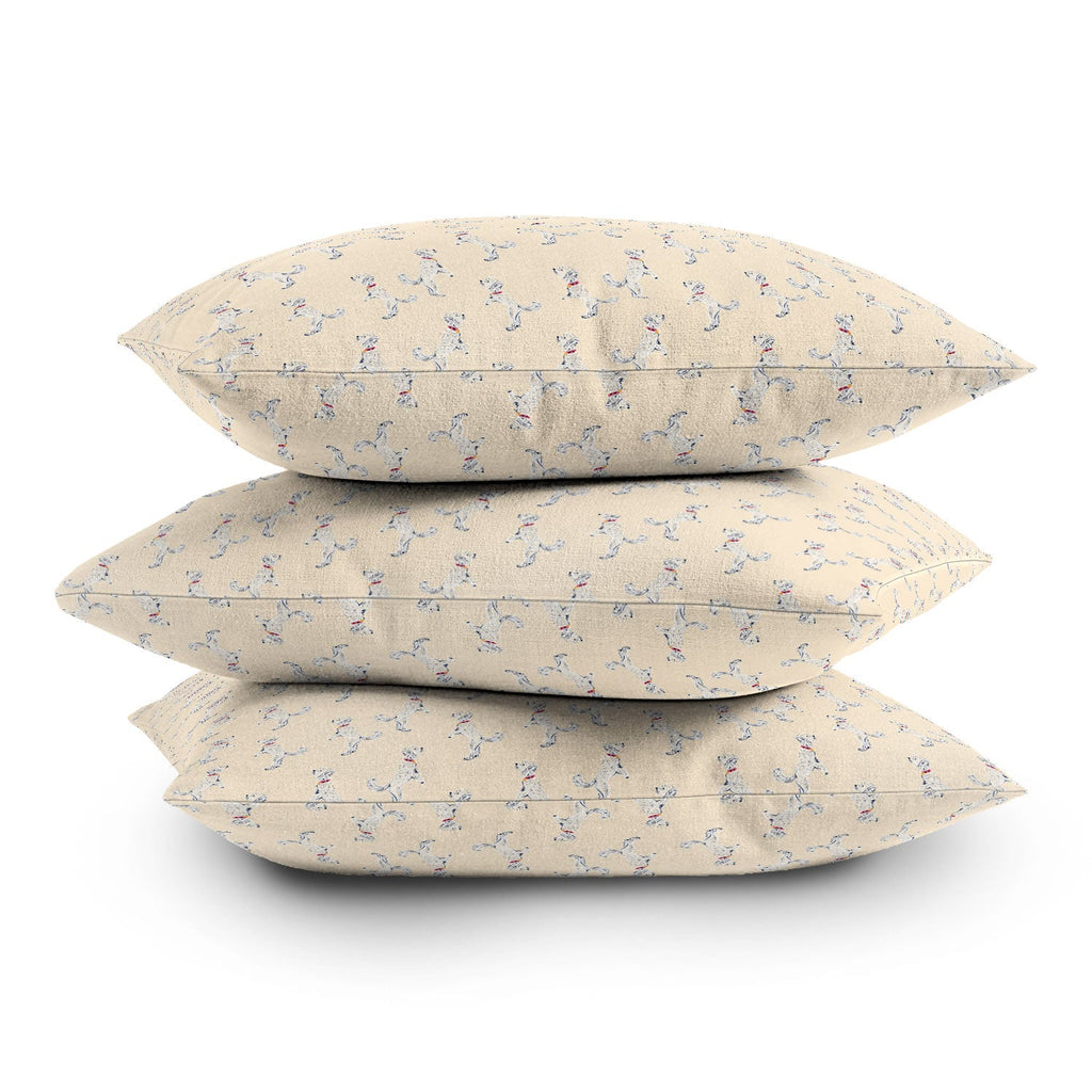 Esca Watercolors White Poodle Outdoor Throw Pillow